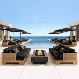 Teak Wood Outdoor Garden Sofa Set with Armchair-Eco-Friendly Modern Design for Villa Courtyard Use