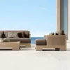 Teak Wood Outdoor Garden Sofa Set with Armchair-Eco-Friendly Modern Design for Villa Courtyard Use