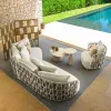 Villa Courtyard Patio Outdoor Furniture Sofa Rope Weaving Luxury Modern Garden Furniture Set Hotel Park Apartment Waterproof