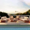 Waterproof Durable Eco-Friendly Modern Design Luxury Wood Garden Sofa Set for Hotel Courtyard Outdoor Use
