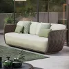 Wide Braided Woven Rattan Backyard Terrace Courtyard Apartment Waterproof Cushion Rope Furniture Garden Sofa Chair Set