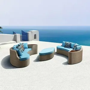 Wood Garden Outdoor Sofa Set Modern Design Waterproof for Hotel Courtyard Use