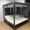 Aluminium Lounge with a tent Square Luxury Garden Pool Swimming Beach Bed Chair Sling Chaise Loungers