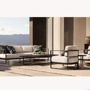 Aluminum Alloy Sofa Set Outdoor Waterproof Quick-Dry Cushions Rust Proof Washable Durable Eco-Friendly Hotel Courtyard