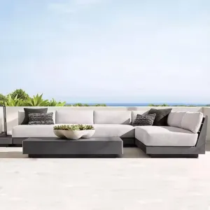 Aluminum Fabric Modern Outdoor Sofa Set with Waterproof Cushions-Durable Rust-Proof Eco-Friendly for Garden Balcony