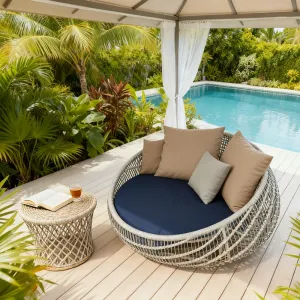 Cushion Combination Sectional Outdoor Rattan Lounger Sofa Beds Sunbed Outdoor Furniture Bed Rattan