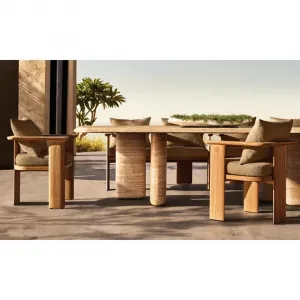 Custom Teak Wood Outdoor Dining Table and Chair Set Modern Style Garden Furniture for Hotel Restaurant Use