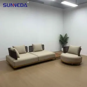 Eco-friendly courtyard villa anti-corrosion combination garden outdoor waterproof teak sofa Creative customized outdoor sofa