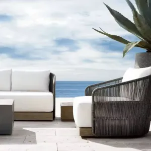 Factory-Crafted Modern Teak Wood Sofa Set Eco-Friendly Rust-Proof Design Durable Waterproof Cushions for Outdoor Poolside