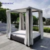 Garden Pool Furniture Square Aluminium Lounge Luxury Swimming Pool Beach Bed Chair Sling Chaise Loungers