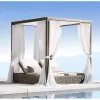 Garden Pool Furniture Square AluminumrattanCloth Traditional Design Lounge Luxury Swimming Beach Bed Chair Loungers