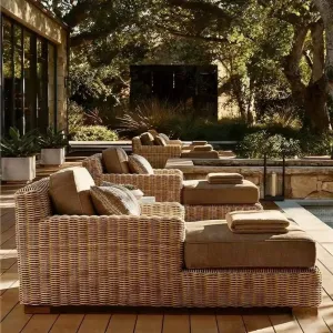 Garden Sofa Set Outdoor Lounge Set Outdoor Garden Sofa Set Metal Aluminum Round Rattan Lounge Sofa Patio Furniture
