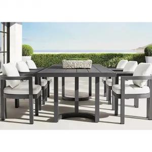 Garden Square Modern Aluminum and Fabric Table Set Durable Waterproof Stackable Outdoor Dining Furniture
