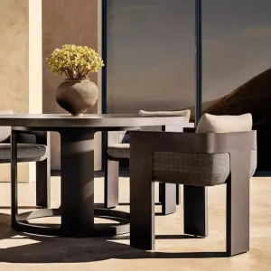 Modern Design Aluminum Square Table Chair Set Stackable Waterproof Durable Outdoor Patio Sunneda Brand