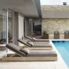 Outdoor Teak Wood Lounge Chair Balcony Pool Bed Portable Recliner Teak Wood Patio Lounge