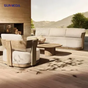 Innovation Design Courtyard Balcony Garden Outdoor Furniture Waterproof and Anti Corrosion Teak Wood Table and Chair