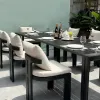 Leisure Balcony Use Modern Stackable Outdoor Dining Table Chair Set Quick-Dry Cushions Waterproof Sunproof for Small