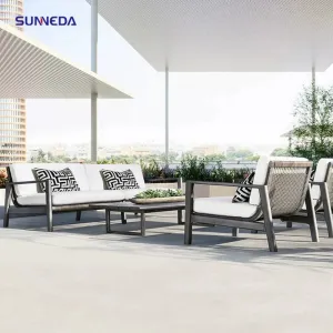Lightweight Aluminum Outdoor Sofa Low-Maintenance Garden Furniture with Removable Cushions
