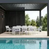 Luxury Teak Wood Grain Aluminium Outdoor Lounge Furniture Set Coffee Table 311 Patio Sofa for Villa Poolside