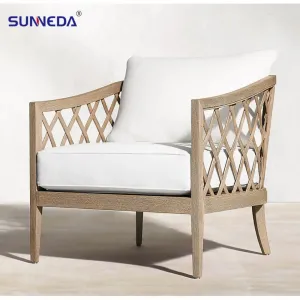 Manufacturer All Weather Modern teak wood Sofa Comfortable Furniture Patio Garden Villa Courtyard