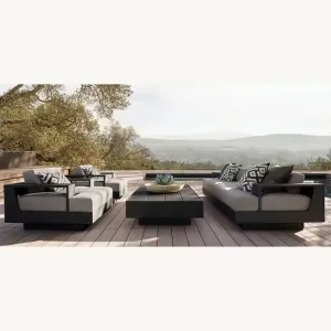 Modern Aluminum Fabric Outdoor Sofa Set Sectional Waterproof Cushions-Durable Rust-Proof Furniture for Courtyard Garden Villa