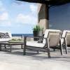 Modern Aluminum Rattan Stackable Waterproof Outdoor Dining Table and Chair Set