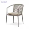 Modern Garden Rattan Braided Rope Restaurant Aluminum Outdoor Furniture Dining Set With Waterproof Cushion