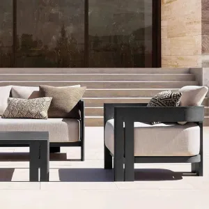 Modern Outdoor Aluminum Alloy Sofa Set Waterproof Cushions Durable Eco-Friendly for Courtyard Garden Use