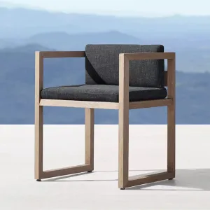 Modern Outdoor Dining Table and Chair Set with Waterproof Cushions Stackable Durable Teak Wood for Courtyard Terrace