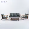 Modern Outdoor Sofa Set with Wooden Paint Finish Durable Furniture for Courtyard Hotels Parks Gyms