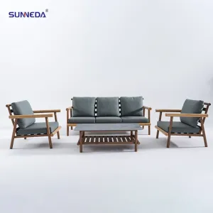 Modern Outdoor Sofa Set with Wooden Paint Finish Durable Furniture for Courtyard Hotels Parks Gyms