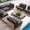 Modern Patio combination Sofa Furniture Outdoor Garden L Shaped teak wood Conversation Sofa Set