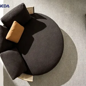 Modern Rotating Rope Woven Outdoor Round Lounge Sofa Luxury Furniture for Star HotelResort Villa