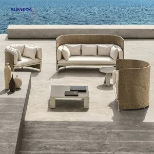 Modern Single Rope Woven Outdoor Sofa Chair with Contemporary Design for Leisure Use in Patio Garden
