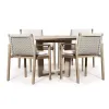 Modern Square Teak Wood Rattan Table and Chair Set Durable Waterproof Stackable Outdoor Dining Furniture