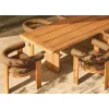 Modern Square Teak Wood Rope Table and Chair Set-Durable Waterproof Stackable Outdoor Dining Furniture by Sunneda