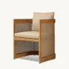 Modern Square Teak Wood Table and Mesh Fabric Chair Set Durable Waterproof Outdoor Dining Furniture-Sunneda