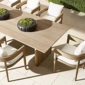 Modern Teak Outdoor Dining Table and Chair Set Waterproof Durable Stackable for Hotels Restaurants
