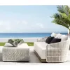 Modern Teak Wood Rattan Fabric Outdoor Sofa Set Ergonomic Design Waterproof Eco-Friendly Patio Furniture for Backyard Relaxation