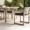 Modern Teak Wood Upholstered Dining Armchair with Waterproof Stackable Soft Cushion for Outdoor Comfort