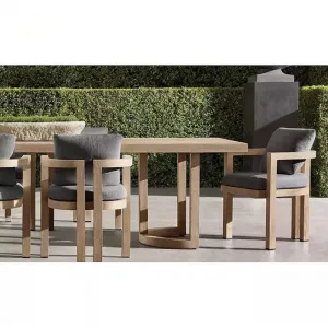 Modern round Wood Dining Table and Chairs Set for Outdoor Durable Furniture for Hotels and Villas
