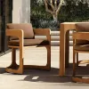 Modern square Aluminum Alloy Teak Wood Dining Table and Chairs Set Waterproof Stackable Outdoor Furniture for Hotels Villas