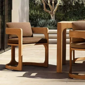Modern square Aluminum Alloy Teak Wood Dining Table and Chairs Set Waterproof Stackable Outdoor Furniture for Hotels Villas