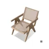 Natural Teak Wood Fabric Outdoor Dining Set Rectangular Table Stackable Chairs-Durable Waterproof Courtyard
