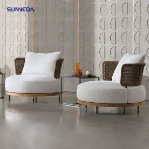 Nordic custom outdoor sofa villa courtyard teak rattan woven sofa combination high-end balcony outdoor garden furniture