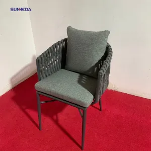 OEM seaside Patio Waterproof Leisure Furniture Outdoor Rope Weaving Dining Chairs Set