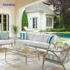 Outdoor Aluminum Lounge Set Courtyard Garden Thick-Padded Lounge Chair Sofa