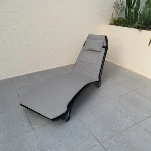 Outdoor Aluminum Traditional Design Sling Chaise Lounge Chair with Embossed Logo for Swimming Pool Garden Use