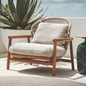 Outdoor Garden Teak Wood Fabric Sofa Set Waterproof Cushions-Durable Rust Proof Eco-Friendly Courtyard Patio Furniture