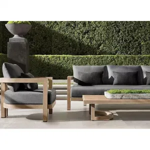 Outdoor Sofa Courtyard Terrace Outdoor Teak Sofa Combination Waterproof Sunscreen Garden Outdoor Furniture